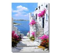 Diamond Painting Adulte, 5D Diamond Painting Abstrait Petite Ville, Peinture Diamant Kit, DIY Diamant Strass Point de Croix Cristal Peinture Loisirs Créatifs Décor Murale Cadeaux 30x40 cm SYLF357