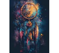 Diamond Painting Adulte, 5D Diamond Painting Attrape-RêVes Broderie Diamant Plume Peinture Diamant, DIY Mosaique Loisirs Créatifs Adultes Kit pour Tableau Decoration Murale Salon 25x35 cm -yxy250664