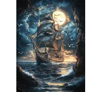 Diamond Painting Adulte, 5D Diamond Painting Bateau, Broderie Diamant Kit Complet, DIY Peinture Diamant Adulte Strass Point de Croix Cristal Art Kit pour Murale Décoration 60x90cm Q-917B