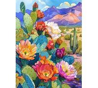 Diamond Painting Adulte, 5D Diamond Painting Cactus, Broderie Diamant Kit Complet, DIY Peinture Diamant Adulte Strass Point de Croix Cristal Art Kit pour Murale Décoration 40x60cm Q-907B