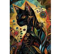 Diamond Painting Adulte, 5D Diamond Painting Chat, Broderie Diamant Kit Complet, DIY Peinture Diamant Adulte Strass Point de Croix Cristal Art Kit pour Murale Décoration 60x90cm Q-421B