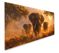 Diamond Painting Adulte, 5D Diamond Painting Éléphant Peinture Diamant Enfant Lever du soleil, Bricolage Broderie Diamant Grand Format 100x220cm, Loisirs Créatifs Adulte, Decoration Chambre G2-666