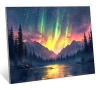 Diamond Painting Adulte, 5D Diamond Painting Enfant Aurore Peinture Diamant, DIY Strass Point de Croix Cristal Kit Broderie Lac Diamant Loisirs Créatifs Adultes, pour Décoration Maison 45x60 cm H-9835