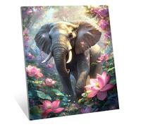 Diamond Painting Adulte, 5D Diamond Painting Enfant Fleur Peinture Diamant, DIY Strass Point de Croix Cristal Kit Broderie Éléphant Diamant Loisirs Créatifs Adultes, pour Décoration 20x30 cm H-8562