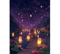 Diamond Painting Adulte, 5D Diamond Painting Enfant Lumière Kong Ming ciel étoilé, Broderie Diamant Kit Complet, DIY Peinture Strass Point de Croix Cristal, Débutants Maison Murale Décor 90x120cm G396