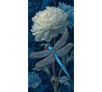 Diamond Painting Adulte, 5D Diamond Painting Fleurs libellules, Peinture Diamant Kit, DIY Diamant Cristal Point de Croix Peinture Loisirs Créatifs Adultes Décor Murale pour la Maison 100x200cm I-379