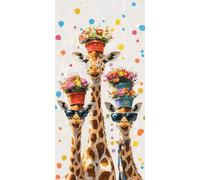 Diamond Painting Adulte, 5D Diamond Painting Girafe, Peinture Diamant Kit, DIY Diamant Strass Point de Croix Cristal Peinture Loisirs Créatifs Adultes Décoration Murale pour la Maison 70x140cm I-874
