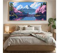 Diamond Painting Adulte,5D Diamond Painting Grand Format, Montagne Peinture Diamant Cristal, DIY Lac Bricolage Strass Point de Croix, Loisirs Créatifs Adultes Kit Complet, Murale Décor 90x180cm Mq-851
