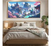 Diamond Painting Adulte,5D Diamond Painting Grand Format,Paysage Peinture Diamant Cristal,DIY Cheval Bricolage Strass Point de Croix,Loisirs Créatifs Adultes Idée Cadeau,Murale Décor 30x60cm Mq-477