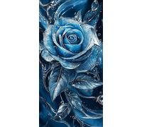 Diamond Painting Adulte, 5D Diamond Painting La rose bleue, Peinture Diamant Kit, DIY Diamant Strass Point de Croix Cristal Peinture Loisirs Créatifs Adultes Décor Murale pour la Maison 100x200cm I486