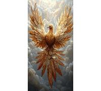 Diamond Painting Adulte, 5D Diamond Painting L'aigle, Peinture Diamant Kit, DIY Diamant Strass Point de Croix Cristal Peinture Loisirs Créatifs Adultes Décoration Murale pour la Maison 70x140cm I-499