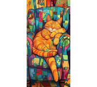 Diamond Painting Adulte, 5D Diamond Painting Le chat orange, Peinture Diamant Kit, DIY Diamant Cristal Point de Croix Peinture Loisirs Créatifs Adultes Décor Murale pour la Maison 100x200cm I-443
