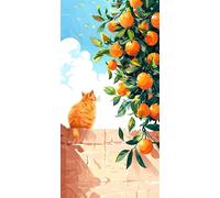 Diamond Painting Adulte, 5D Diamond Painting Le chat orange, Peinture Diamant Kit, DIY Diamant Cristal Point de Croix Peinture Loisirs Créatifs Adultes Décor Murale pour la Maison 100x200cm I-442