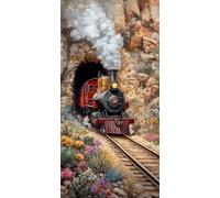 Diamond Painting Adulte, 5D Diamond Painting Le train panoramique, Peinture Diamant Kit, DIY Diamant Cristal Point de Croix Peinture Loisirs Créatifs Adultes Décor Murale pour la Maison 60x120cm I-179