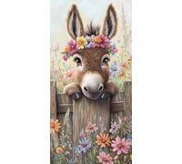 Diamond Painting Adulte, 5D Diamond Painting Mignon âne, Peinture Diamant Kit, DIY Diamant Strass Point de Croix Cristal Peinture Loisirs Créatifs Adultes Décor Murale pour la Maison 100x200cm I-454