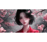 Diamond Painting Adulte, 5D Diamond Painting Sakura femme, Peinture Diamant Kit, DIY Diamant Strass Point de Croix Cristal Peinture Loisirs Créatifs Adultes Décor Murale pour la Maison 100x200cm I-822