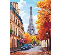 Diamond Painting Adulte, 5D Diamond Painting Tour Eiffel, Broderie Diamant Kit Complet, DIY Peinture Diamant Adulte Strass Point de Croix Cristal Art Kit pour Murale Décoration 50x70cm Q-827B