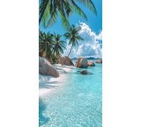 Diamond Painting Adulte, 5D Diamond Painting Vue sur la mer hawaïenne, Peinture Diamant Kit, DIY Cristal Point de Croix Peinture Loisirs Créatifs Adultes Décor Murale pour la Maison 100x200cm I-747