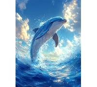 Diamond Painting Adulte, 5D DIY Dauphin Diamant Painting Kit Complet pour Débutants et Enfant Animal Peinture Diamant Broderie Point De Croix Canevas Peinture pour Decoration Murale 60x90cm L-492