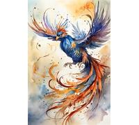 Diamond Painting Adulte, 5D DIY Diamant Painting Kit Complet, Phoenix coloré Diamant Strass Point de Croix Cristal Painting, Diamant Peinture avec Accessoire, Maison Murale Décor,Cadeau 60x90cm G-245