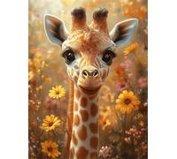 Diamond Painting Adulte, 5D DIY Fleur Diamant Painting Kit Complet pour Débutants et Enfant Girafe Peinture Diamant Broderie Point De Croix Strass Canevas Peinture pour Decoration Murale 30x40cm L-539