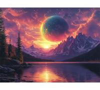 Diamond Painting Adulte, 5D DIY Paysage Diamant Painting Kit Complet pour Débutants et Enfant Lac Peinture Diamant Broderie Point De Croix Strass Canevas Peinture pour Decoration Murale 30x40cm L-836