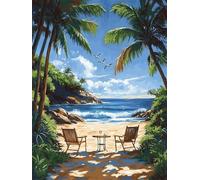 Diamond Painting Adulte, 5D DIY Plage Diamant Painting Kit Complet pour Débutants et Enfant Été Peinture Diamant Broderie Point De Croix Strass Canevas Peinture pour Decoration Murale 60x90cm L-446