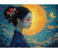Diamond Painting Adulte, 5D Femmes japonaises Peinture Diamant Enfant, DIY Diamant Painting Cristal Point de Croix Broderie Diamant Kit Complet, Craft Cadeau Noël Décoration Intérieur 70x50cm B-9995