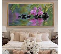 Diamond Painting Adulte 5D Fleur de Bambou Peinture Diamant Grand Format 30x80cm, DIY Galets Diamond Painting Kit Complet, Broderie Diamant Kits Artisanat, Décoration Murale pour la Maison (RD342)