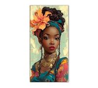 Diamond Painting Adulte, 5D Fleurs Femmes africaines Peinture Diamant Complet Set, Activité Manuelle Adulte de Broderie au Point de Croix, Artisanat Gemme, Painting Décoration Maison 35x70cm J26-137