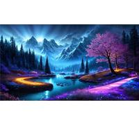 Diamond Painting Adulte, 5D Grand Format Forêt vue nuit Broderie Diamant kit Complet Accessoires, Mosaique Point de Croix Cristal Peinture Diamant, pour Noël Décoration Murale Intérieur HI-2031