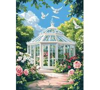 Diamond Painting Adulte 5D Kit Complet, Peinture Diamant Point de Croix Canevas Mosaïque, Activité Manuelle Relaxante, Magnifique Décoration Murale pour la Maison (jardin usine) 60x80cm 0j-409