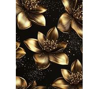 Diamond Painting Adulte 5D Kit Complet, Peinture Diamant Point de Croix Canevas Mosaïque, Activité Manuelle Relaxante, Magnifique Décoration Murale pour la Maison (or fleur) 100x135cm 0j-437