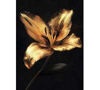 Diamond Painting Adulte 5D Kit Complet, Peinture Diamant Point de Croix Canevas Mosaïque, Activité Manuelle Relaxante, Magnifique Décoration Murale pour la Maison (or fleur) 35x50cm 0j-438