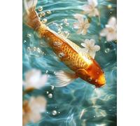 Diamond Painting Adulte 5D Kit Complet, Peinture Diamant Point de Croix Canevas Mosaïque, Activité Manuelle Relaxante, Magnifique Décoration Murale pour la Maison (Koï fleurs cerisier) 60x80cm 0j-447