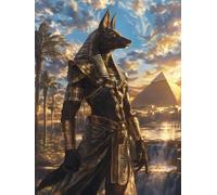 Diamond Painting Adulte 5D Kit Complet, Peinture Diamant Point de Croix Canevas Mosaïque, Activité Manuelle Relaxante, Magnifique Décoration Murale pour la Maison (pyramide Anubis) 100x135cm 0j-441