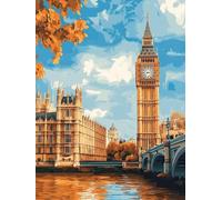 Diamond Painting Adulte 5D Kit Complet, Peinture Diamant Point de Croix Canevas Mosaïque, Activité Manuelle Relaxante, Magnifique Décoration Murale pour la Maison (architecture Ville) 100x135cm 0j-429