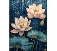 Diamond Painting Adulte, 5D Lotus Peinture Diamant Painting Kit Broderie Diamant Kit Complet Fleur Point de Croix Strass Activité Manuelle Adulte Enfant pour Maison Décoration Murale 90x120 cm Q4-459