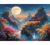 Diamond Painting Adulte, 5D Lune Peinture Diamant Painting Kit Broderie Diamant Kit Complet Paysage Point de Croix Strass Activité Manuelle Adulte Enfant pour Maison Décoration Murale 15x20 cm Q4-1427
