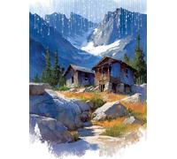 Diamond Painting Adulte, 5D Montagne Peinture Diamant Painting Kit Broderie Diamant Kit Complet Cabine Point de Croix Activité Manuelle Adulte pour Maison Décoration Murale Cadeaux 40x50 cm Q4-515