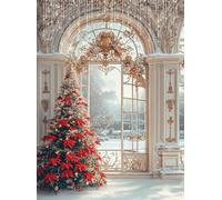 Diamond Painting Adulte, 5D Noël Peinture Diamant Painting Kit Broderie Diamant Kit Complet Arbre Point de Croix Strass Activité Manuelle Adulte Enfant pour Maison Décoration Murale 35x50 cm Q4-539