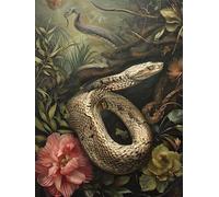 Diamond Painting Adulte, 5D Serpents animaux Peinture Diamant Enfant, Diamant Painting Cristal Strass Point de Croix Broderie Diamant Kit Complet, Craft Cadeau Noël Décoration Intérieur 30x40cm B-1038