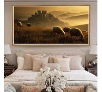 Diamond Painting Adulte 5D Troupeau de Moutons Peinture Diamant Grand Format 80x160cm, DIY Château Diamond Painting Kit Complet, Broderie Diamant Artisanat pour Décoration Murale Maison (RD144)