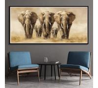 Diamond Painting Adulte 5D Troupeau D'Éléphants Peinture Diamant Grand Format 50x120cm, DIY Animaux Diamond Painting Kit Complet, Broderie Diamant Artisanat pour Décoration Murale Maison (RD140)