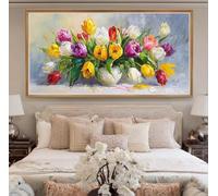 Diamond Painting Adulte 5D Tulipes Peinture Diamant Grand Format 60x150cm, DIY Vase Diamond Painting Kit Complet, Broderie Diamant Artisanat pour Adultes, Décoration Murale pour la Maison (RD198)