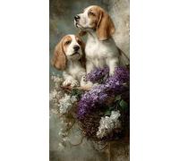 Diamond Painting Adulte 80x160 CM Diamond Painting Chien DIY Strass Kit Broderie Point de Croix Fleur Peinture Diamant Canevas Kit complet Adulte pour Cadeau Femme Tableau Decoration Murale DZSH6388