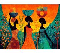 Diamond Painting Adulte Afrique 5D Diamant Painting Femme DIY Broderie Diamant Kit Complet, Ronde Full Drill Diamond Art Kit pour Débutant Cristal Canevas Peinture pour Décoration Murale 20x30cm X-968