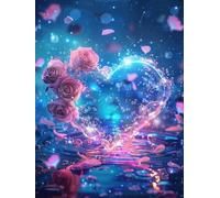 Diamond Painting Adulte Amour Kit Peinture Diamant DIY Roses Créatifs Adultes Broderie Diamant Kit Complet Accessoires Diamond Art Enfant Point de Croix Cristal Painting Murale Décoration 20x30cm T0-4