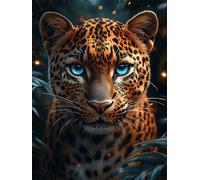 Diamond Painting Adulte Animal 5D Diamant Painting Léopard DIY Broderie Diamant Kit Complet, Ronde Full Drill Diamond Art Kit pour Débutant Canevas Art Peinture pour Décoration Murale 20x30cm X-656