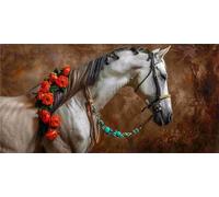 Diamond Painting Adulte, Animaux chevaux Peinture Diamant Set, DIY Diamant Painting Kit Complet, Diamond Cristal Perle Broderie Point de Croix Art Set Pour La Décor Murale à La Maison 50x100cm b-210